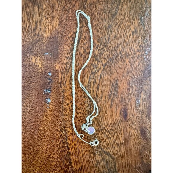 14K Solid Gold Minimalist 19” Chain 0.7mm with Dainty Pink Zircon Pendant - Picture 5 of 15